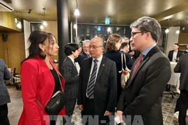 L’ambassadeur du Vietnam en France, Dinh Toan Thang (au milieu), rencontre près de 20 entreprises menant des affaires au Vietnam ou ayant l’intention d’y explorer des opportunités commerciales. Photo : VNA 